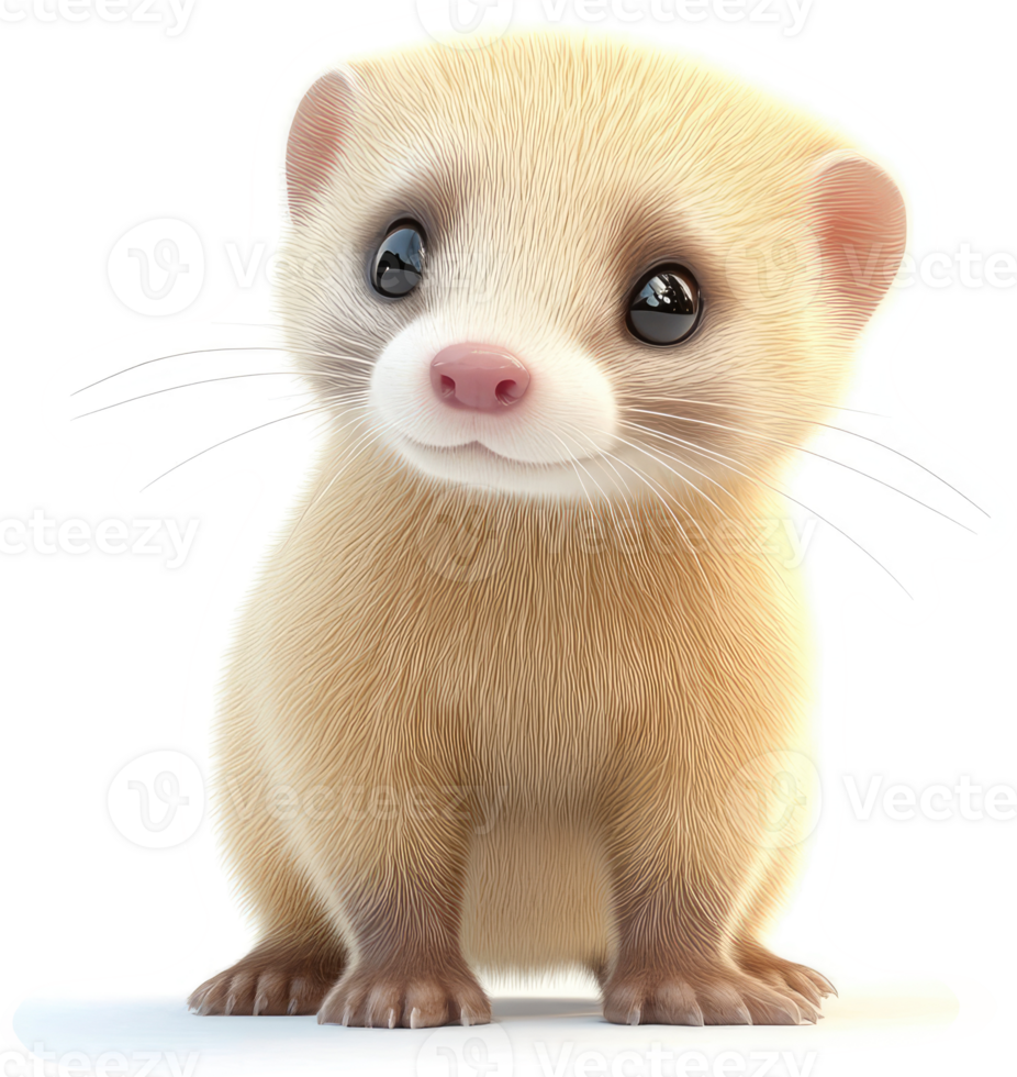 Cute, light-beige ferret looks directly at the viewer. png