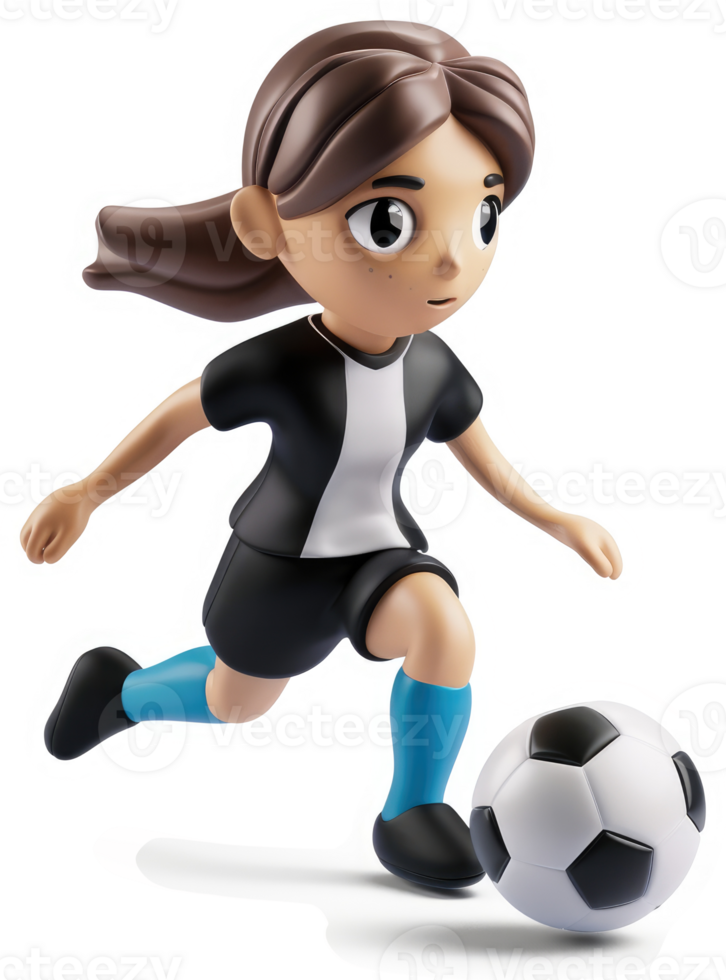 Energetic young female soccer player in motion. png