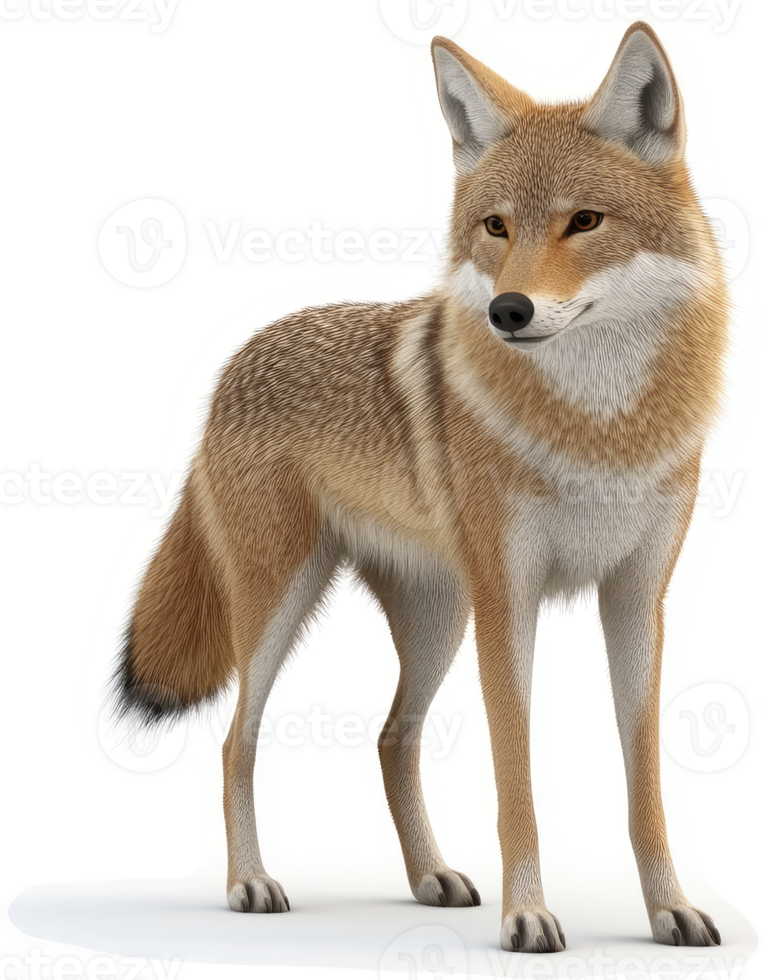 Coyote portrait against a plain background. png