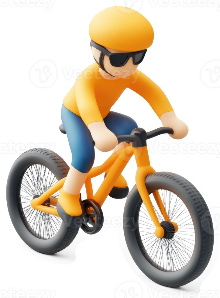 Cartoon character on a bicycle, ready for an adventure. png