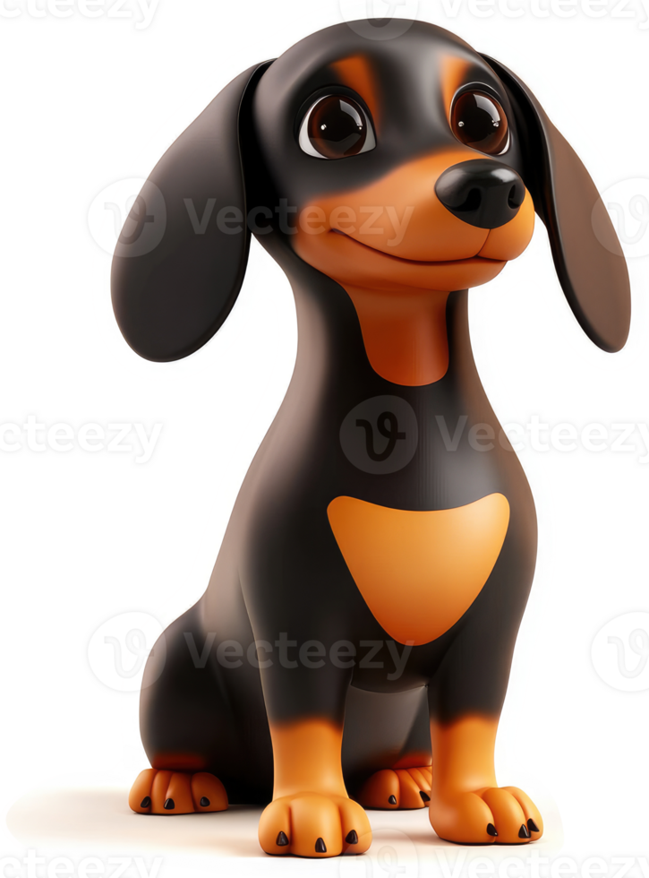Cartoon dachshund in a sitting position, showing off its adorable features. png