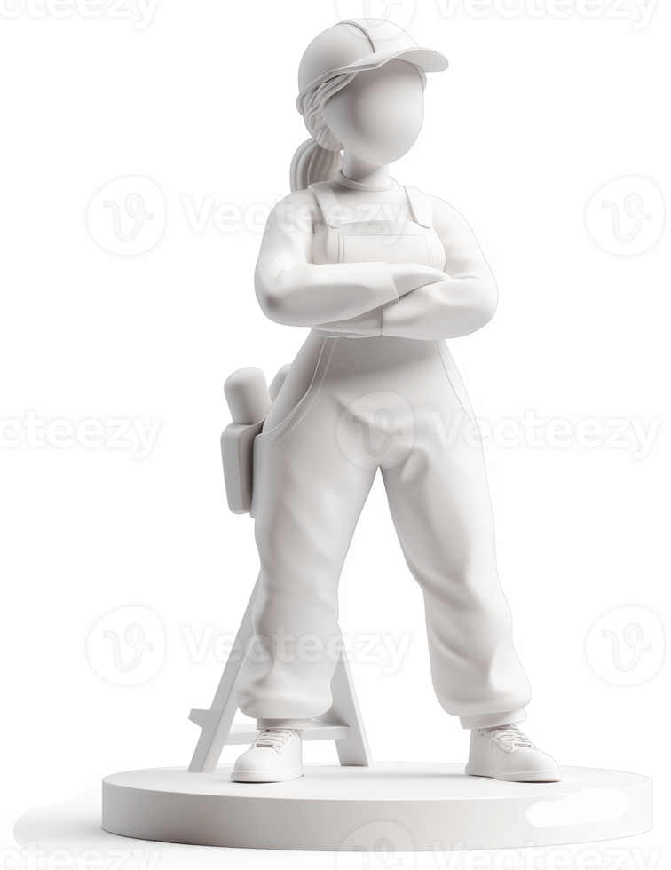 White figurine of a female handywoman. png