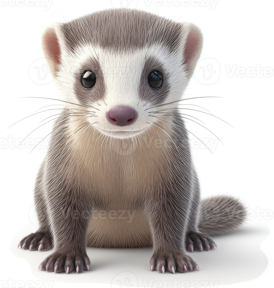 Cute baby ferret with soft fur. png