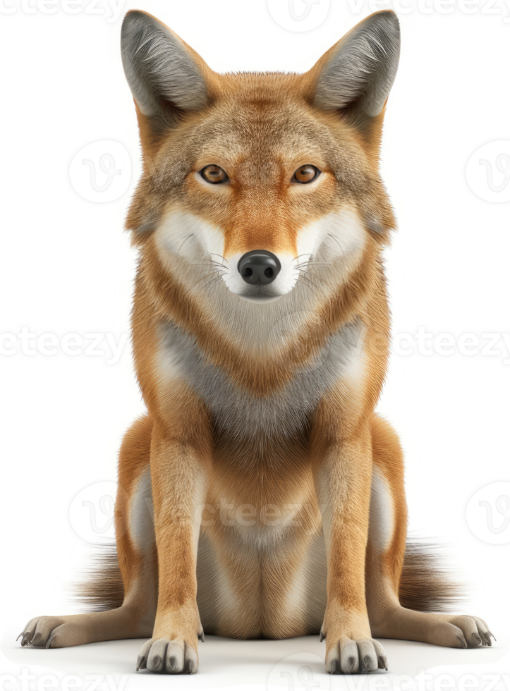 Coyotes, a focused portrait against a plain background. png