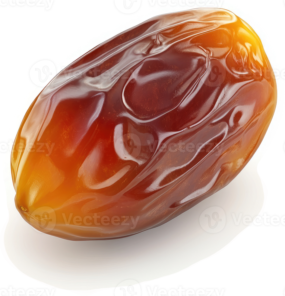 Single, whole date fruit, displaying rich hues. png