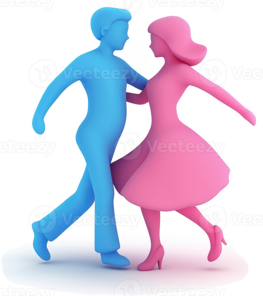Romantic figures in motion, dancing and moving as a couple. png