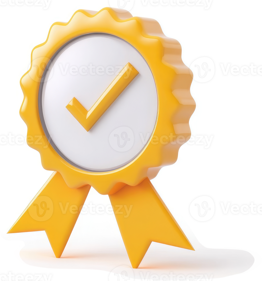 A vibrant, three-dimensional, certified approval badge. png