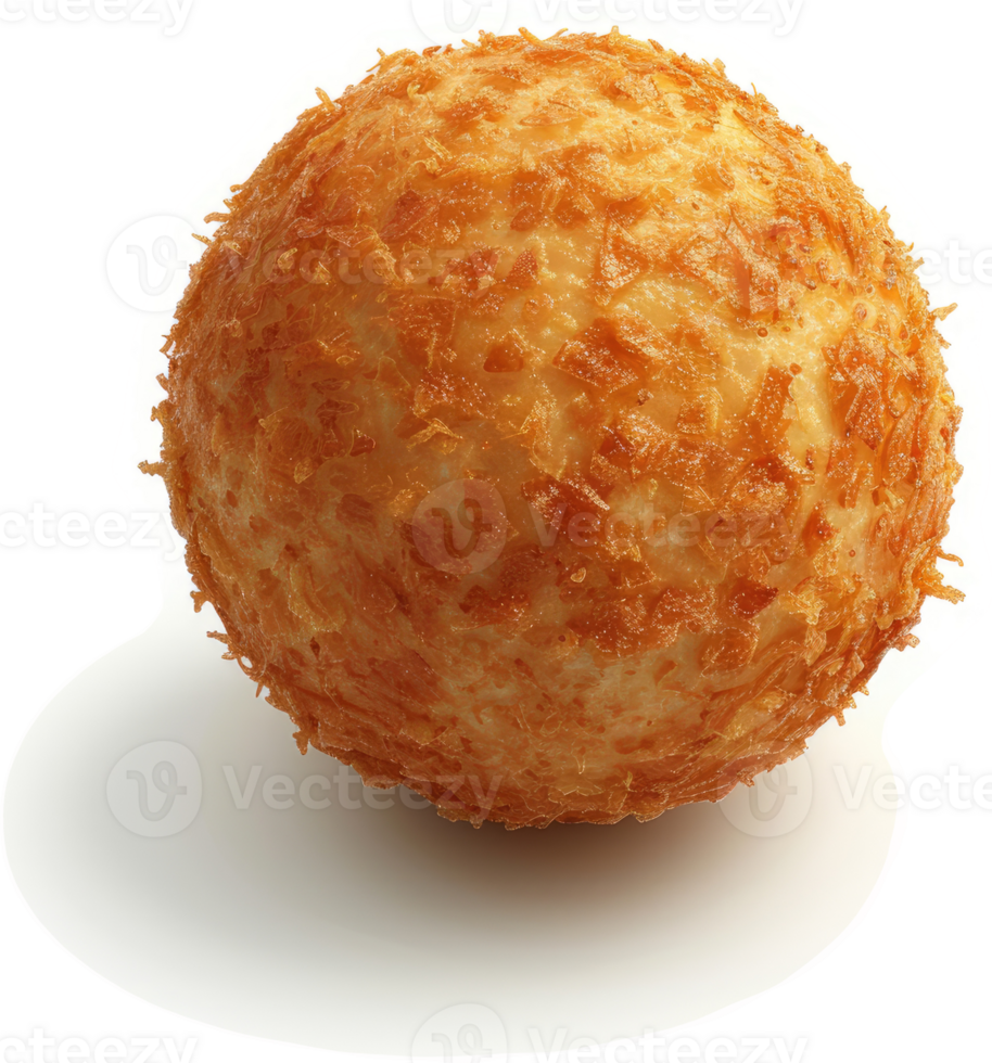 Spherical, golden-brown bread ball with crispy topping. png