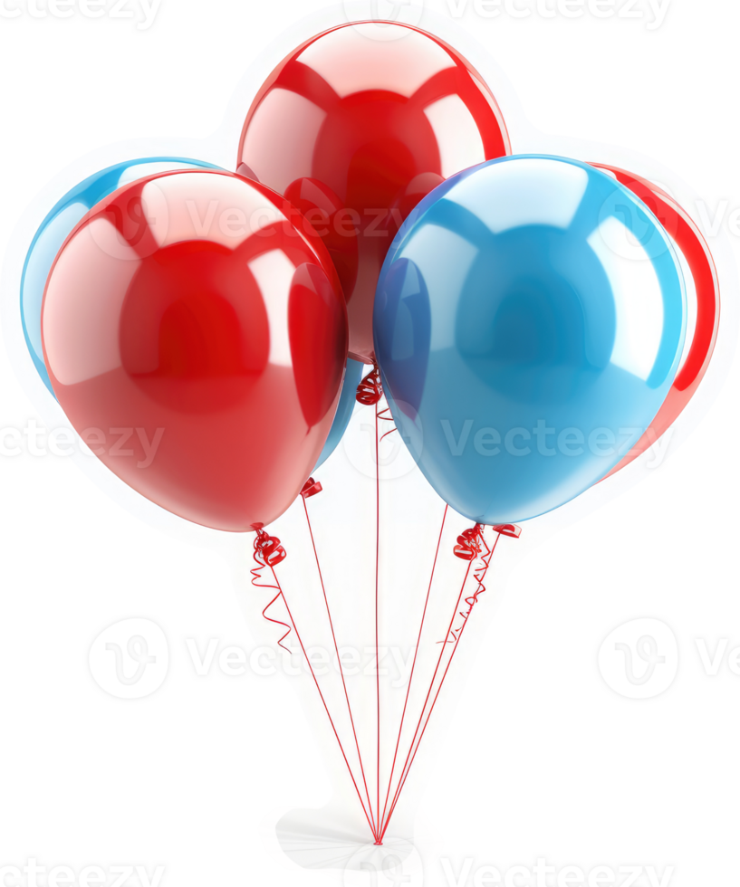 Festive bunch of red and blue balloons. png