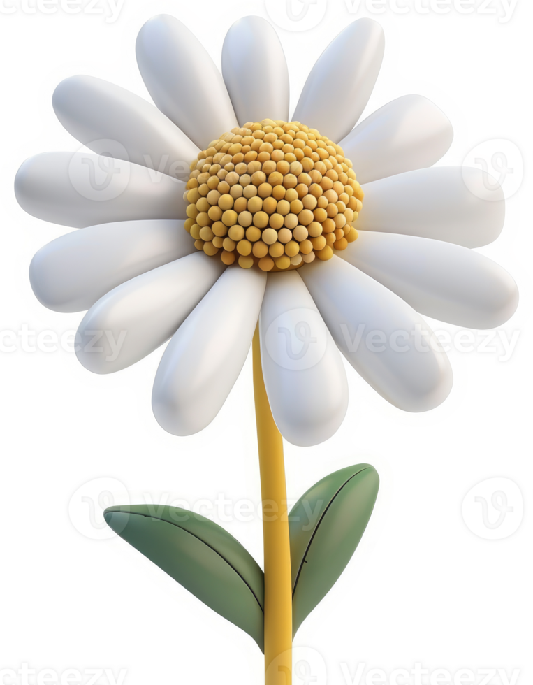 Stylized, cartoonish depiction of a single daisy. png