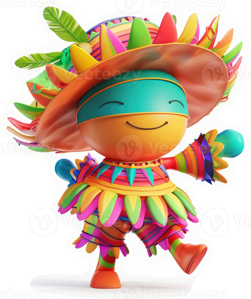 Vibrant mascot character in festive attire. png