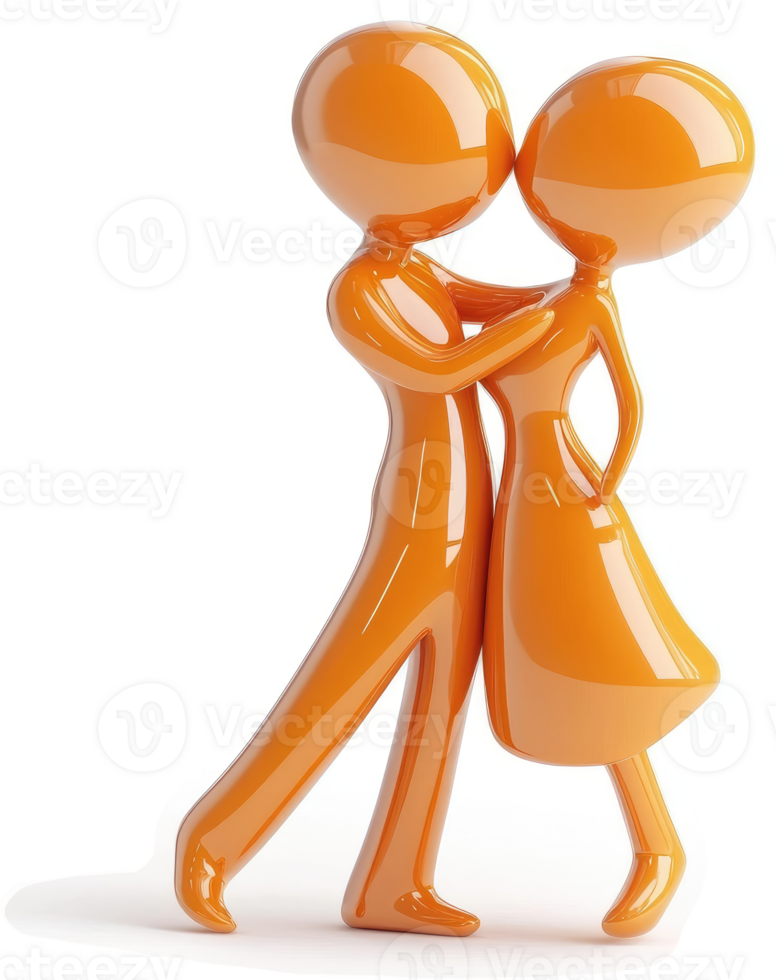 Orange figures engaging in a passionate dance. png