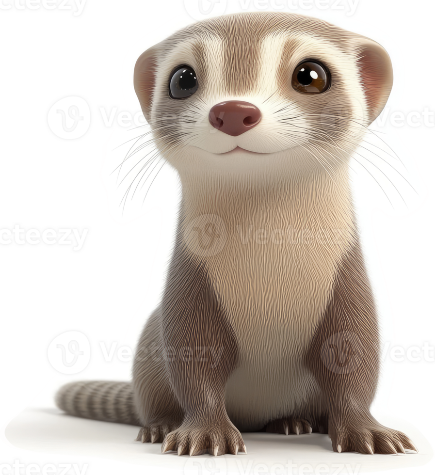 Cute cartoon ferret with a joyful expression. png