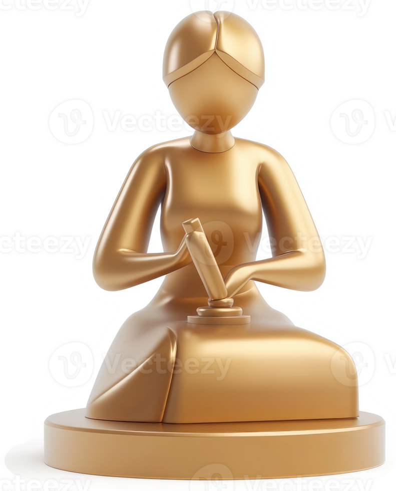 Golden figure of a seated woman writing. png