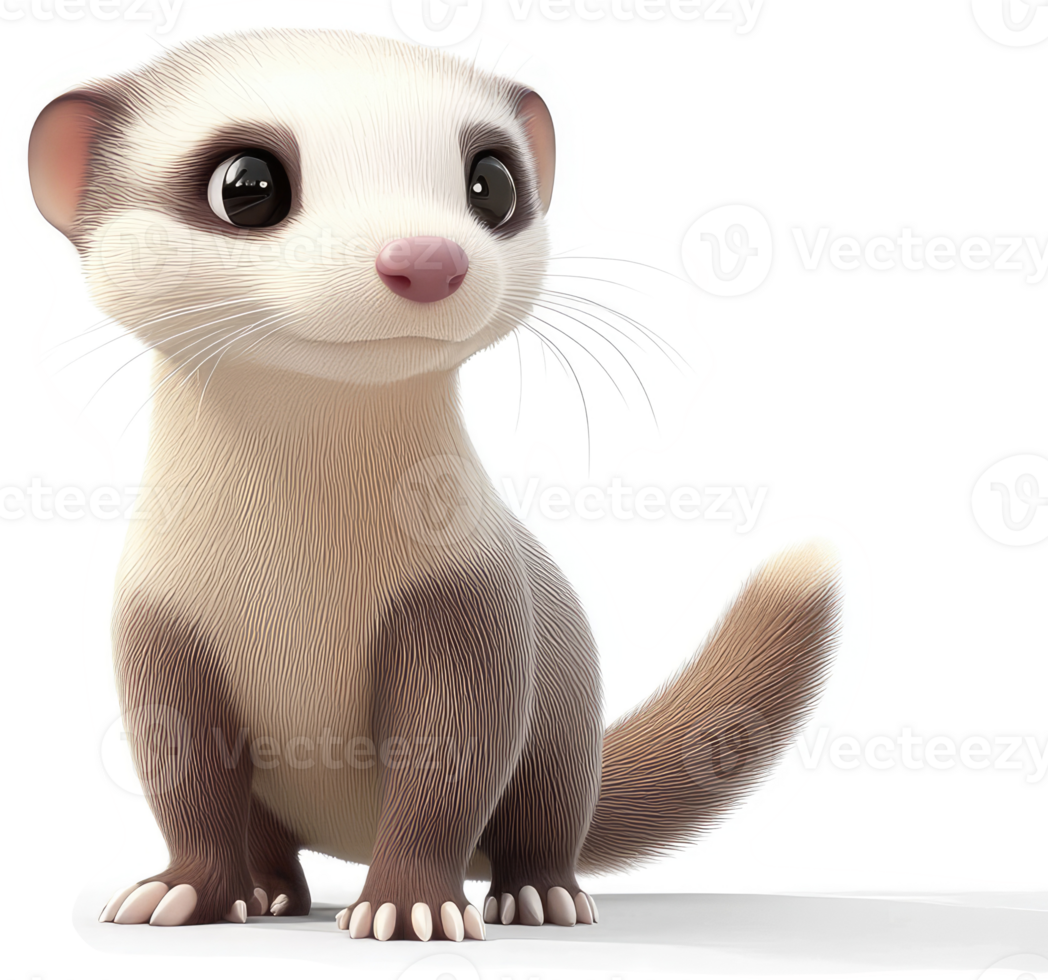 Cute cartoon ferret character portrait. png