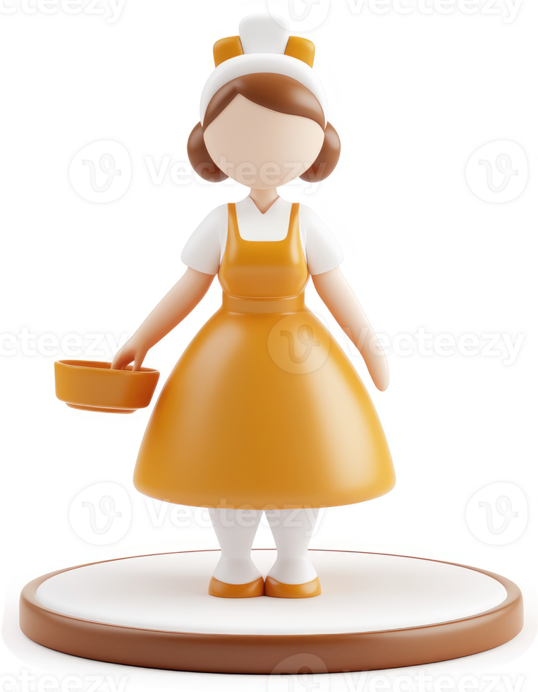 Cartoon depiction of a cheerful, helpful cafe worker. png