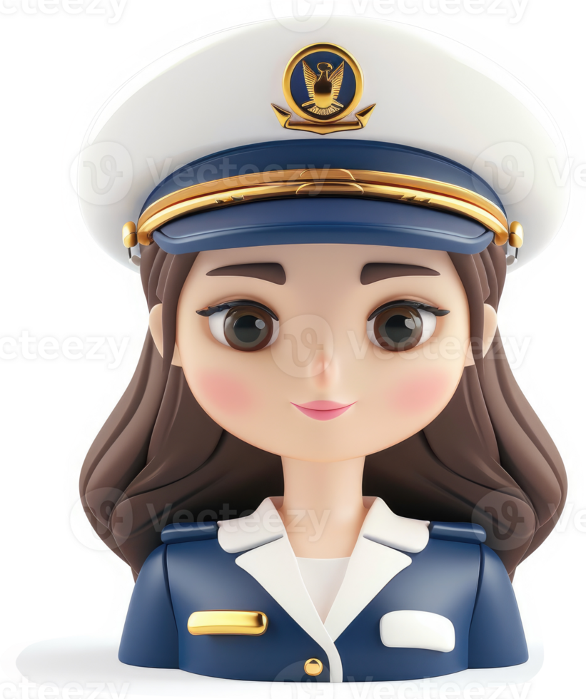 A stylized depiction of a female officer in a uniformed military style. png