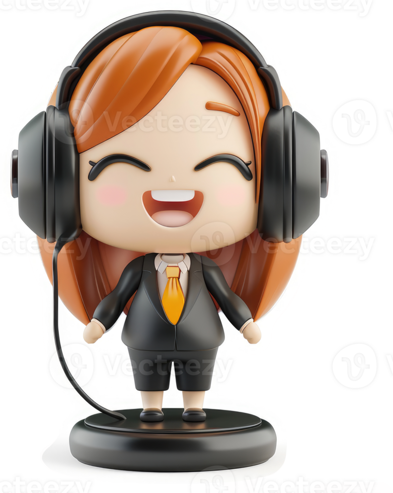 Cheerful figurine of a woman in a business suit. png