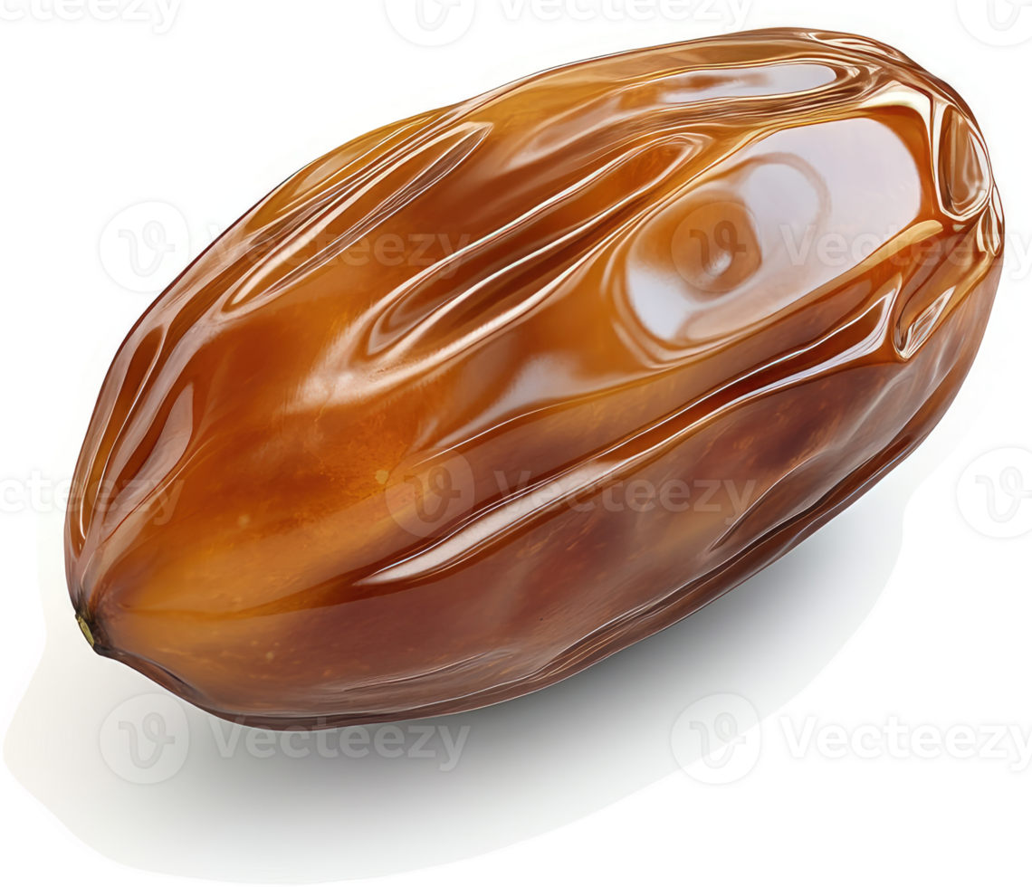 Glossy, golden-brown date fruit close-up. png