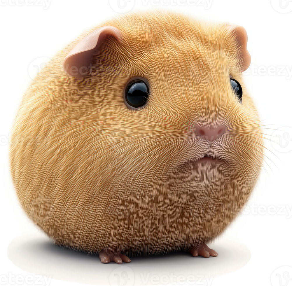A fluffy, round guinea pig gazes intently. png