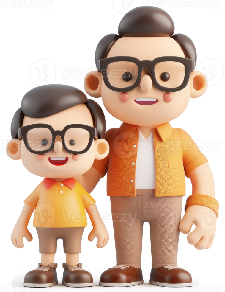 Cartoon depiction of a father and son. png