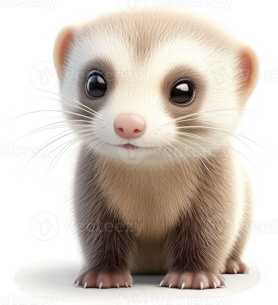 Adorable baby ferret with big eyes. png