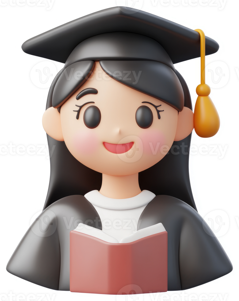 Graduation icon of a cartoon girl. png