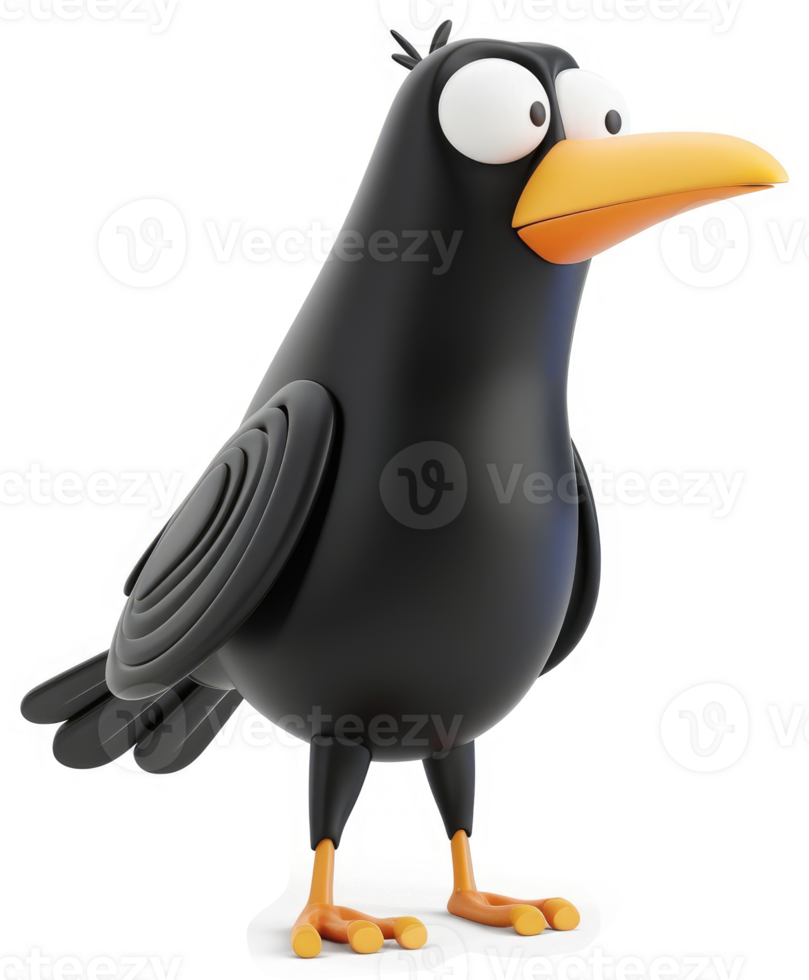 Cartoon raven with exaggerated features. png