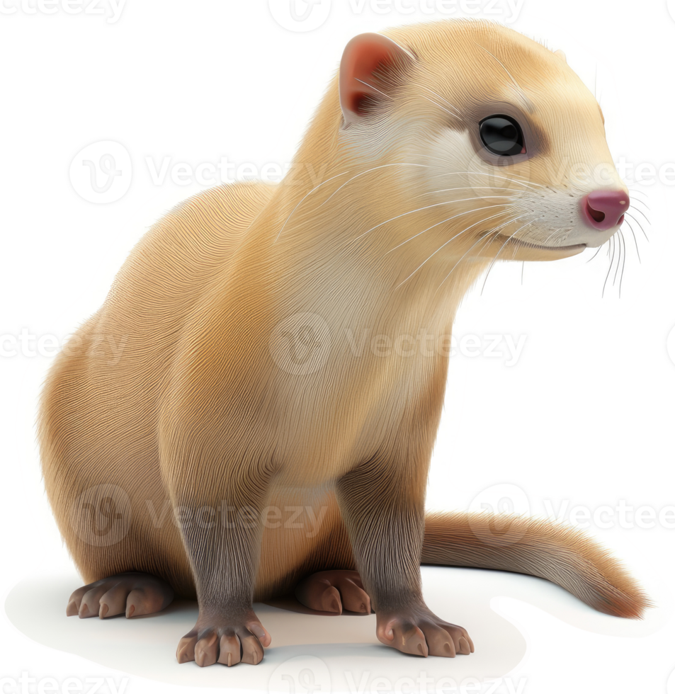 Close-up of a light brown weasel. png
