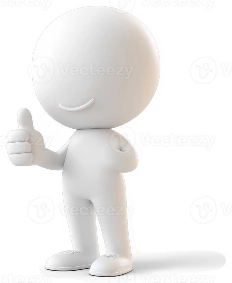 Smiling, approving, 3D model figure gives a thumbs up. png