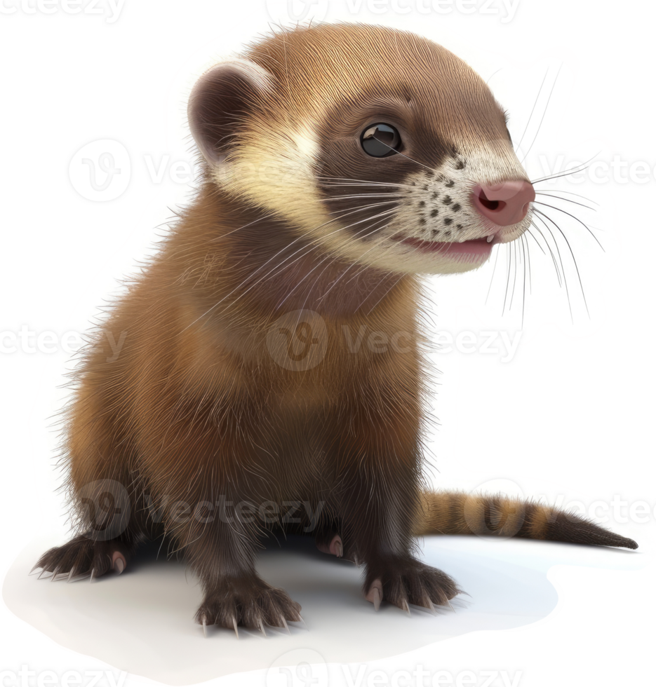 Close-up of a young, adorable ferret. png