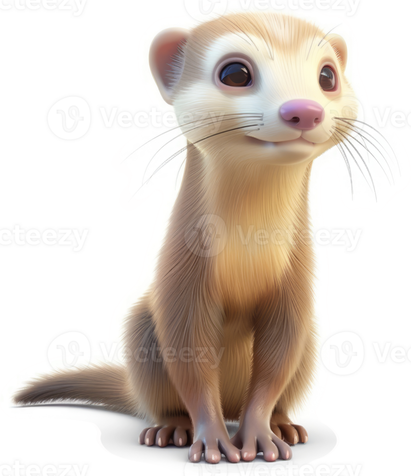 Cute cartoon ferret, a digital rendering. png