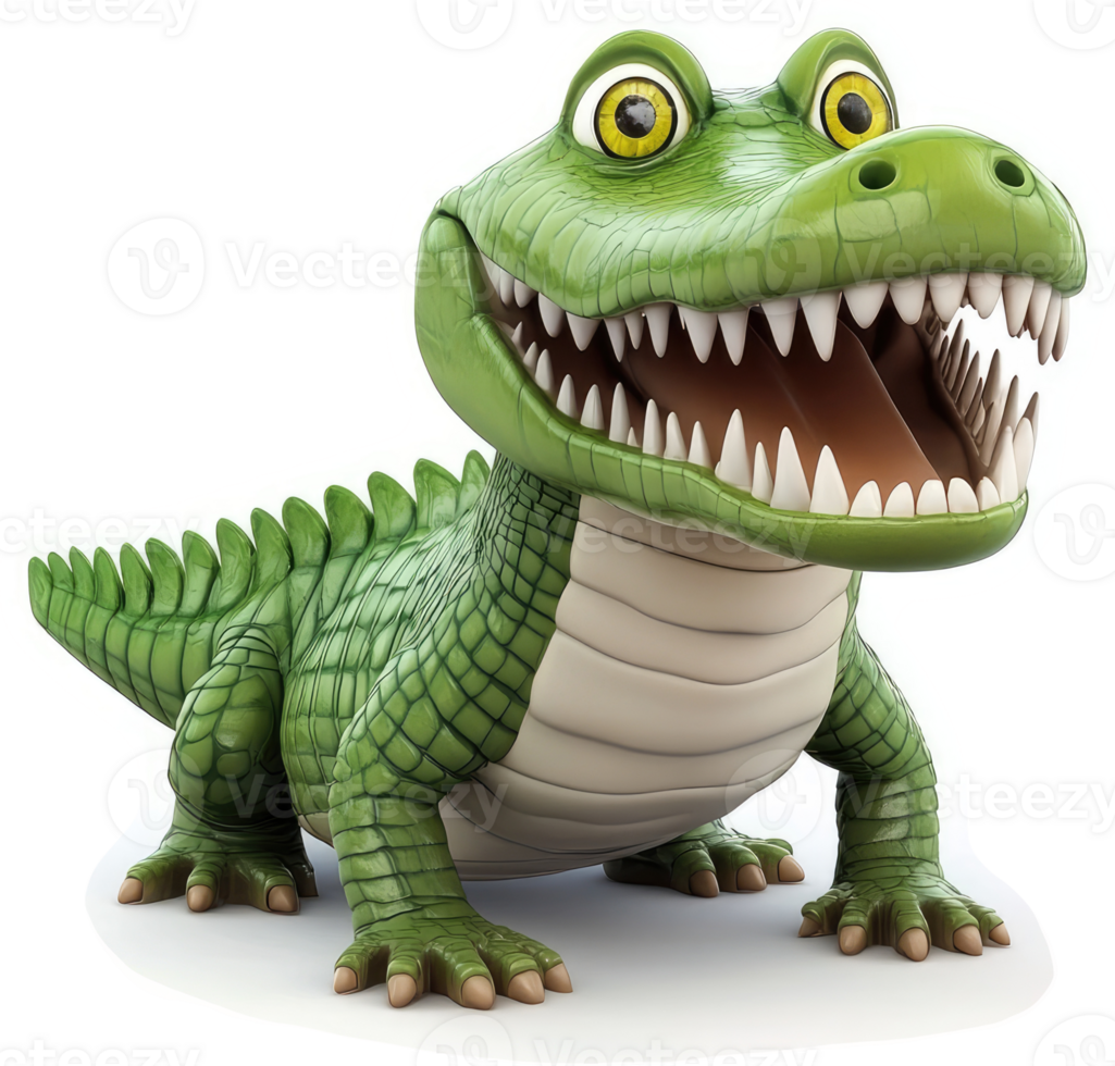 Smiling cartoon alligator with wide open mouth. png