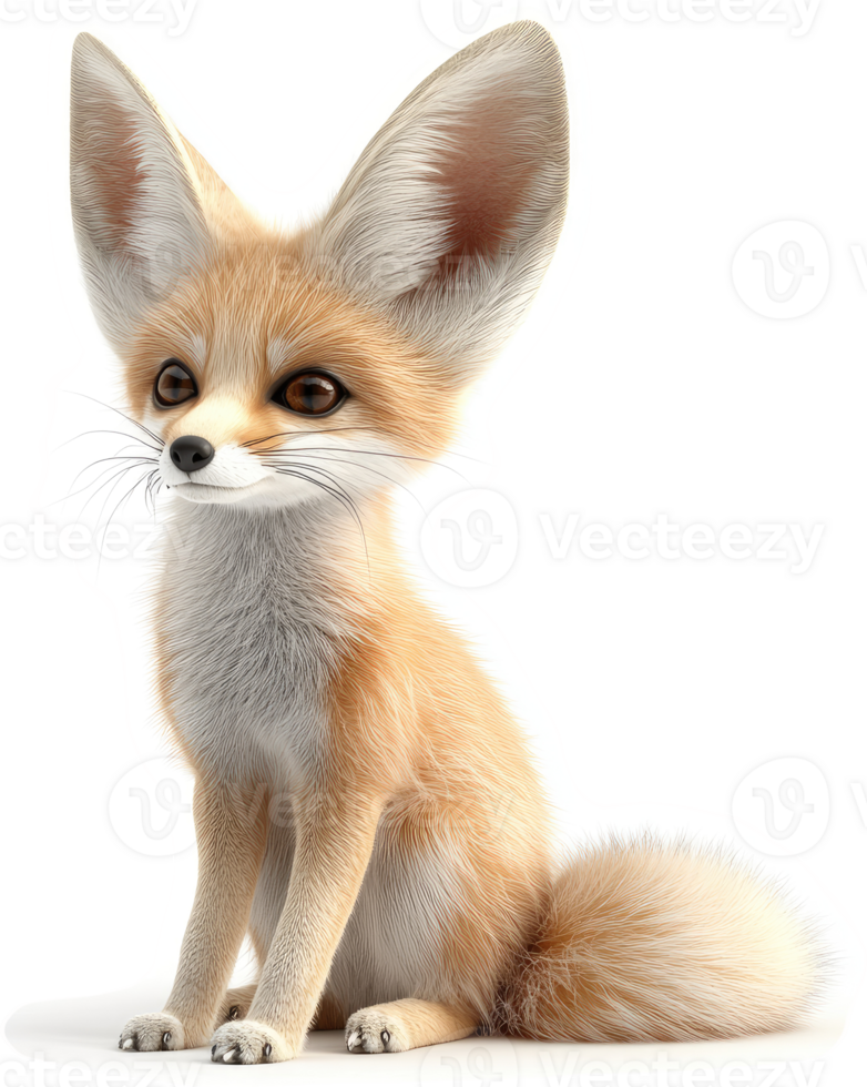 Adorable Fennec Fox Pose in Profile View. png