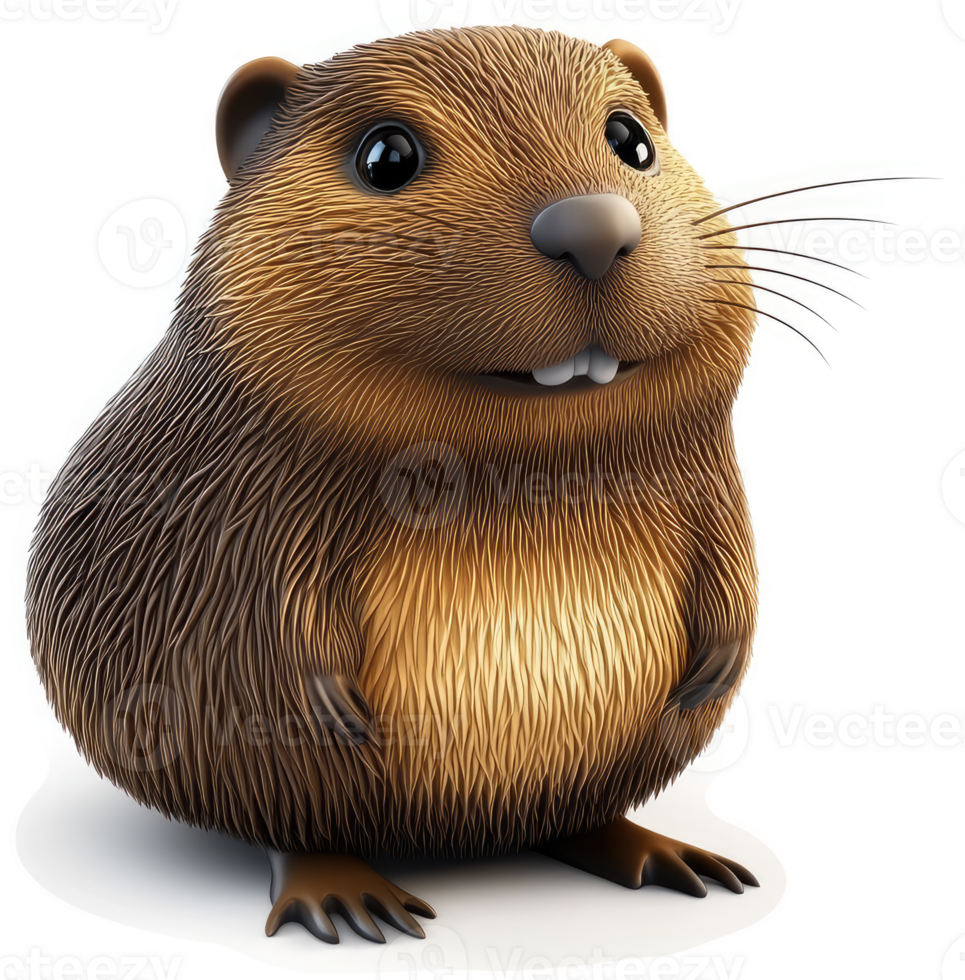 Cute cartoon representation of a muskrat. png