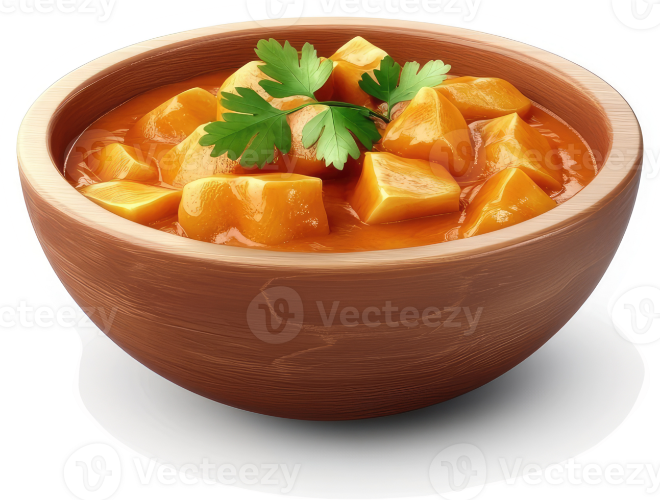 Aromatic potato curry in a rustic bowl. png