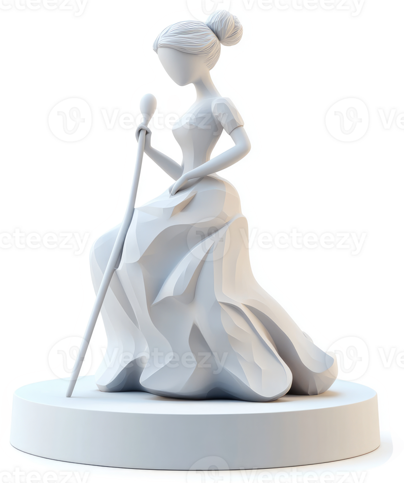 Elegant seated figurine of a woman in a flowing gown. png