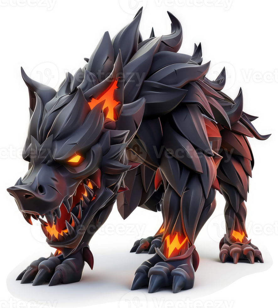 Fierce, dark, mythical canine creature. png