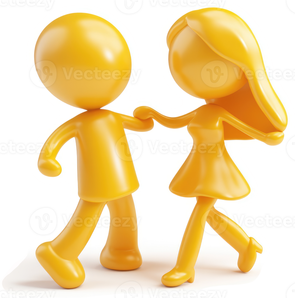 Smiling, dancing figures illustrate a happy couple. png