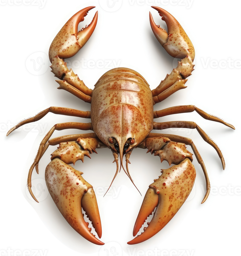 Atop, a crustacean, a lobster, displayed. png