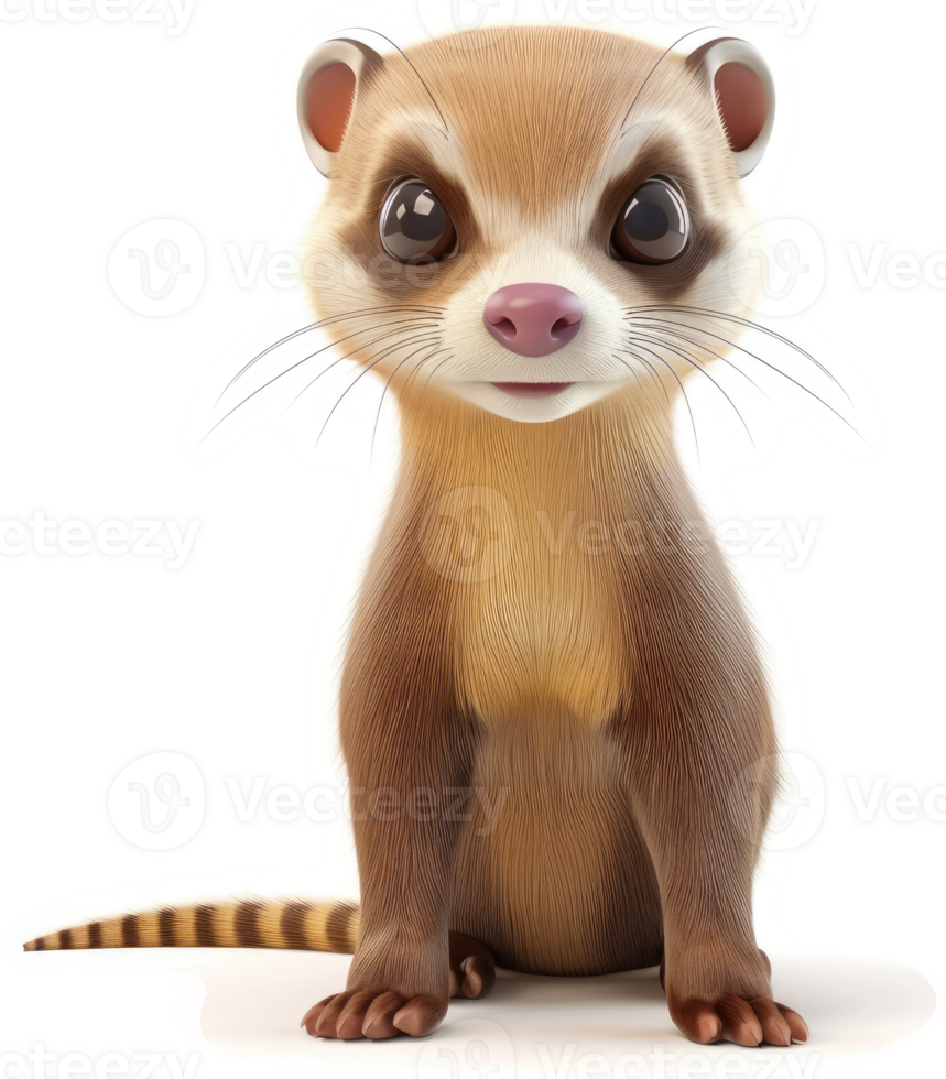 Cute cartoon weasel, a digital illustration. png