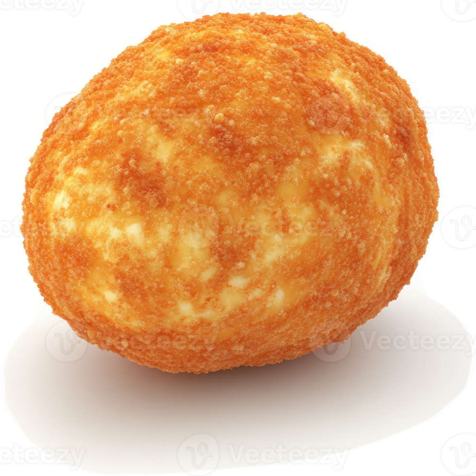 Crispy, golden-brown, round bread-like food item. png