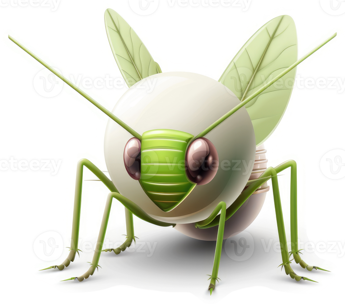 Cute cartoon grasshopper with vibrant colors. png