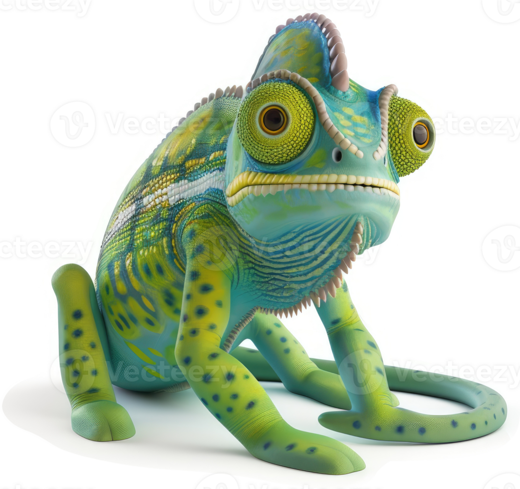 Digital illustration of a colorful chameleon. png