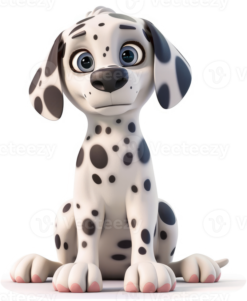 Adorable dalmatian puppy sits attentively. png