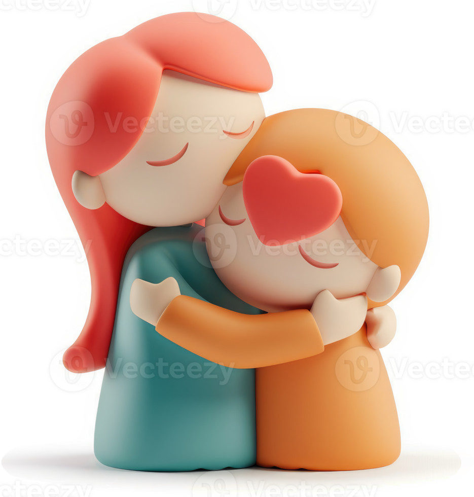 Loving embrace of a mother and child. png