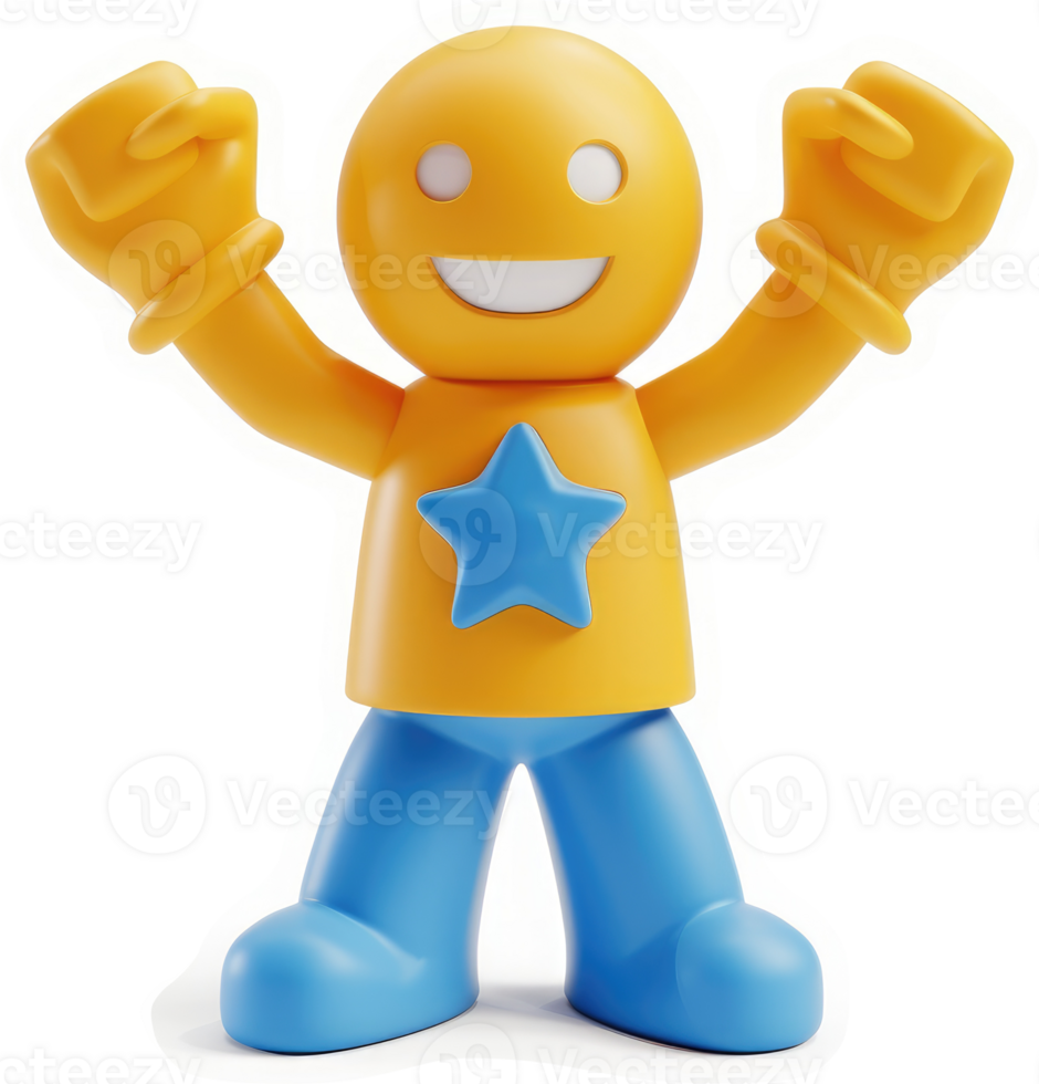 Cheerful, animated character with outstretched arms. png