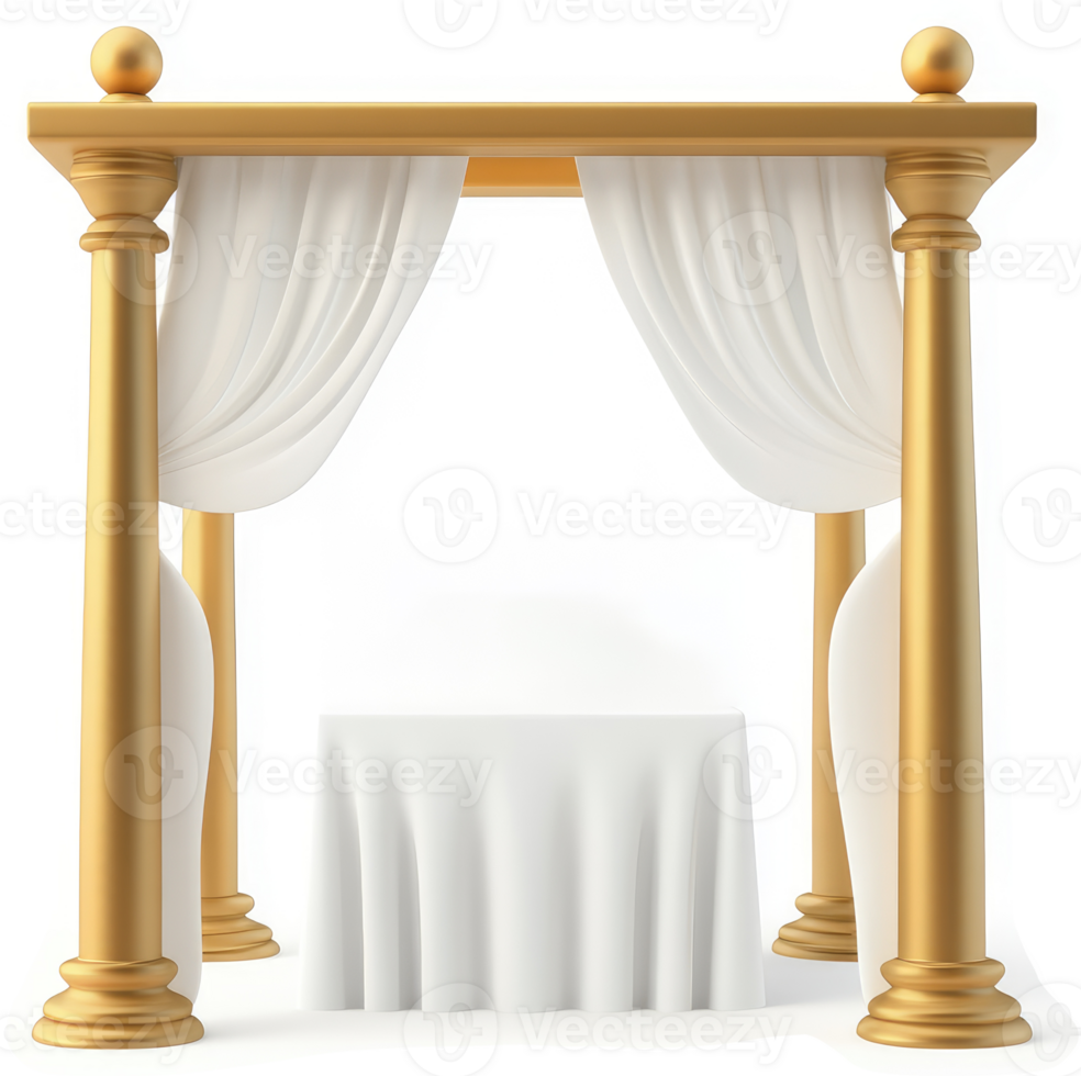 Ornate Gold Wedding Chuppah Structure. png