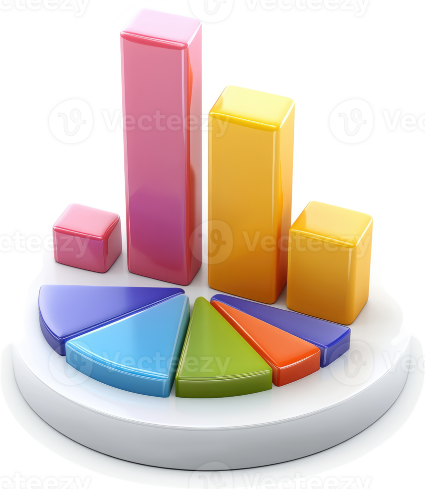 Colorful bar and pie charts illustrate data analysis. png
