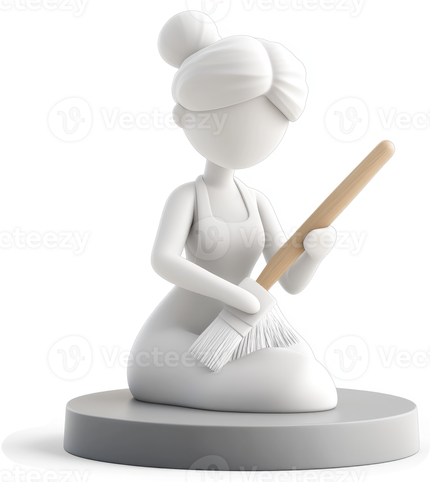 Stylized depiction of a woman painting. png